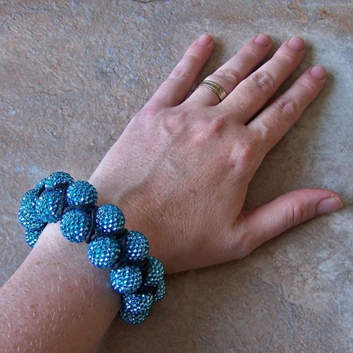 Náramek shamballa/macramé - Duo blue — foto 4