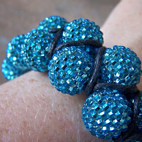 Náramek shamballa/macramé - Duo blue — foto 5