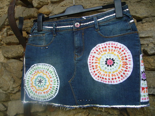 Denim mini " Mandala White" No. 10 - vel.38 — foto 4