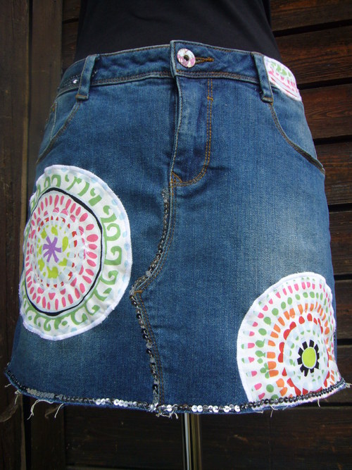 Denim mini " Mandala White" No. 11 - vel.42 — foto 3