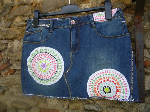 Denim mini " Mandala White" No. 11 - vel.42 — foto 6