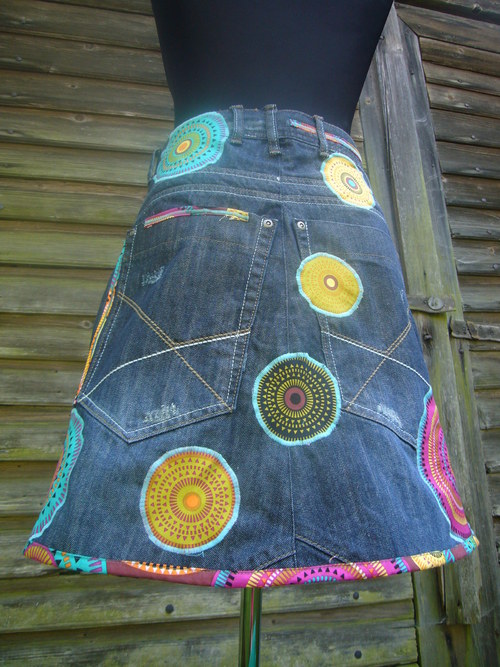 Denim sukně " Mandala" No.14 - Dark Blue — foto 3