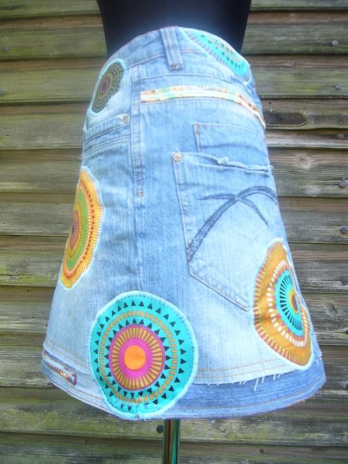 Denim sukně " Mandala" No.15 - Medium Blue — foto 2