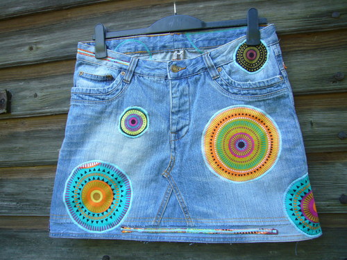 Denim sukně " Mandala" No.15 - Medium Blue — foto 5