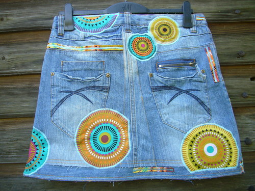 Denim sukně " Mandala" No.15 - Medium Blue — foto 6