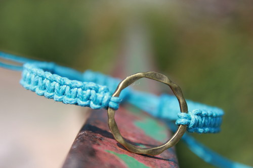 Tyrkysový.. Náramek makramé/shamballa — foto 2