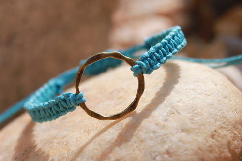 Tyrkysový.. Náramek makramé/shamballa — foto 3