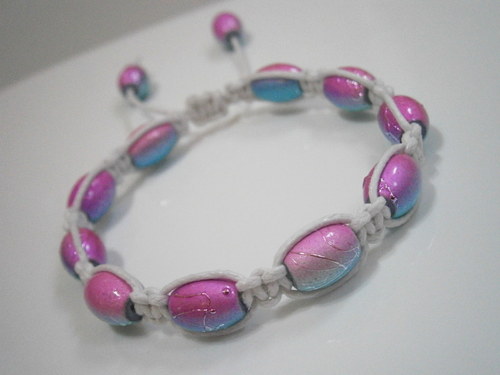 Náramek modrorůžový (shamballa) — foto 2