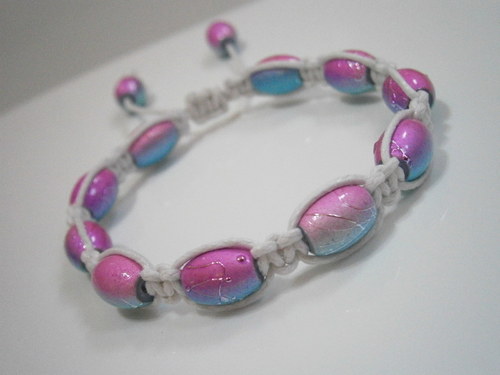 Náramek modrorůžový (shamballa) — foto 3