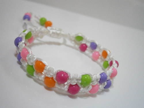 Náramek bílý/barevný...shamballa/makramé — foto 3