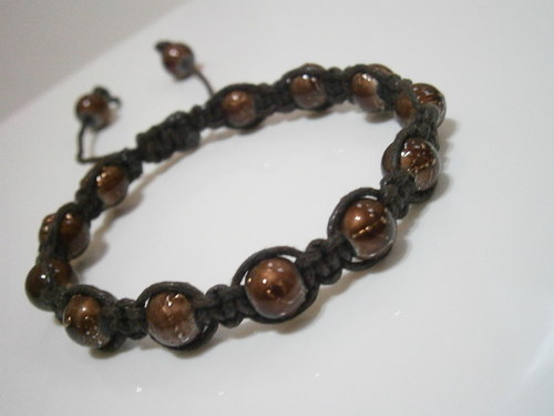 Shamballa náramek hnědý — foto 3