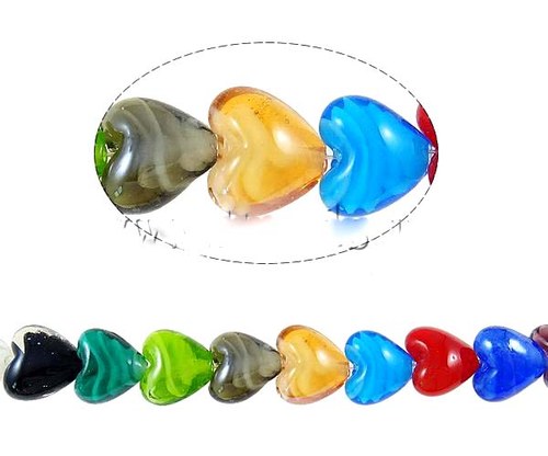 Srdíčko Lampwork 15mm - 2ks - Bílé — foto 2