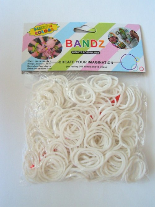 Loom bands gumičky plnobarevné bílé — foto 2