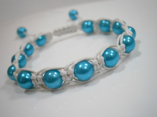 Náramek Shamballa bílomodrý — foto 4