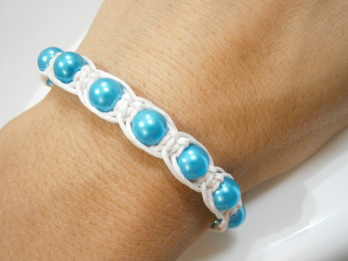 Náramek Shamballa bílomodrý — foto 5