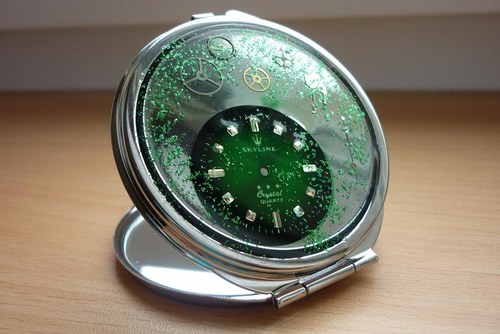 Zrcátko steampunk zelené — foto 2