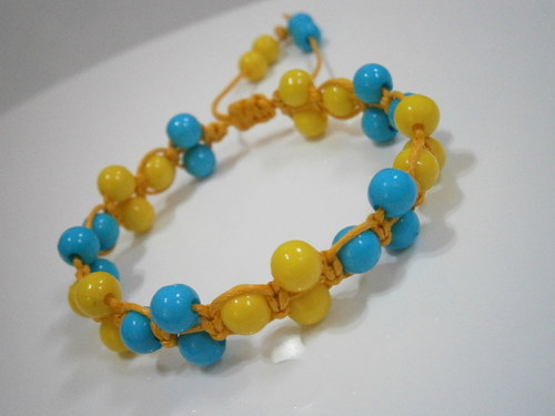 Náramek žlutý/modrý (shamballa) — foto 2