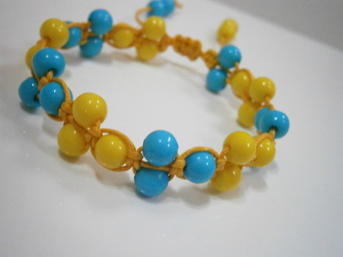 Náramek žlutý/modrý (shamballa) — foto 3