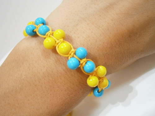 Náramek žlutý/modrý (shamballa) — foto 5