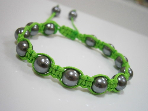 Shamballa náramek zelený/neonový — foto 2