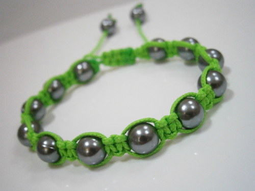 Shamballa náramek zelený/neonový — foto 3