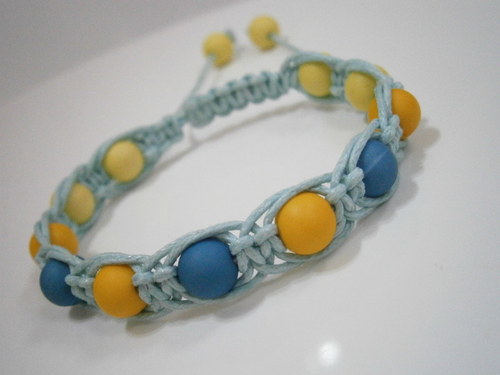 Náramek Shamballa modrý/žlutý — foto 2