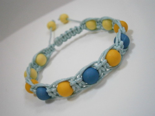 Náramek Shamballa modrý/žlutý — foto 3