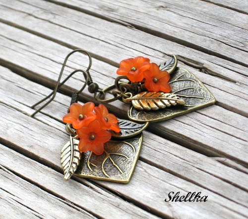 Náušnice ,,MEADOW ORANGE BELLS,, — foto 2