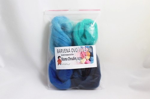 Barvená ovčí vlna 20g - Oceán — foto 2