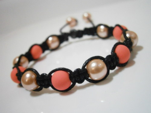 Shamballa náramek meruňkový — foto 3
