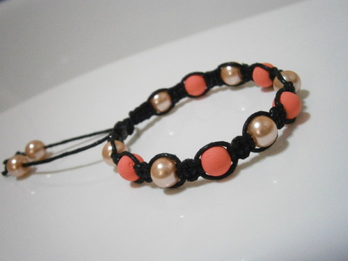 Shamballa náramek meruňkový — foto 4