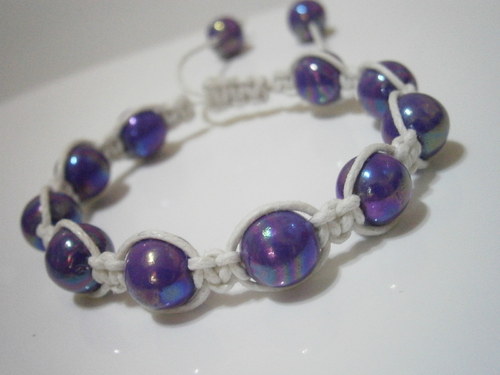 Shamballa náramek bílofialový — foto 2