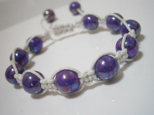 Shamballa náramek bílofialový — foto 3