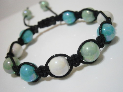 Shamballa náramek modročerný — foto 2