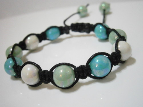 Shamballa náramek modročerný — foto 3