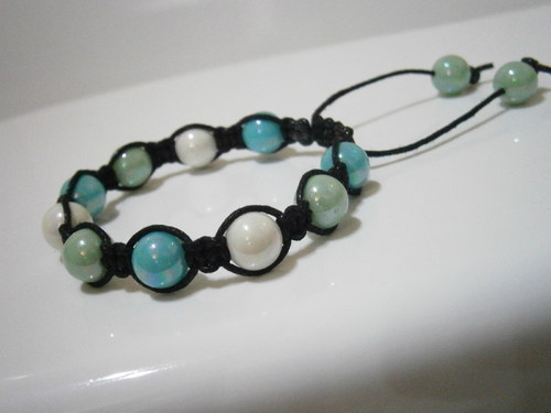Shamballa náramek modročerný — foto 4