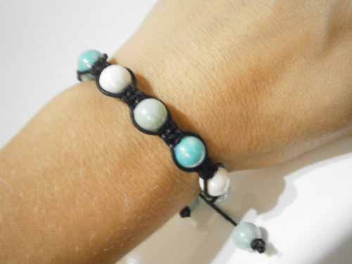 Shamballa náramek modročerný — foto 5