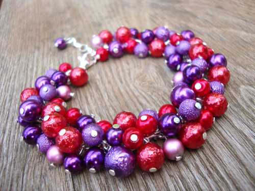 Fialovočervený...náramek — foto 2