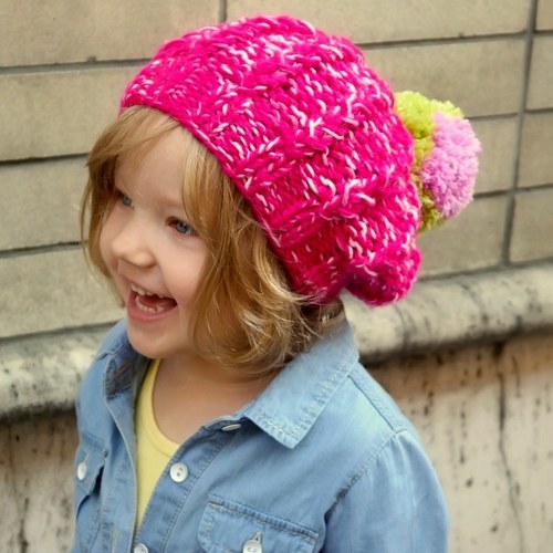 Dívčí Pletený Baret S Bambulí — foto 3