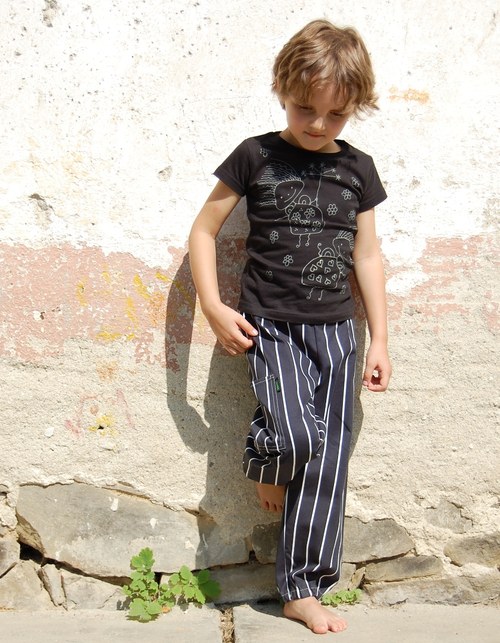 Dětské plátěné kalhoty - tm. modrá — foto 3