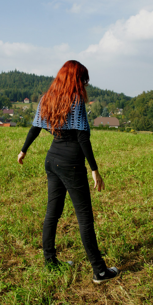 Minipončo modrošedé — foto 3