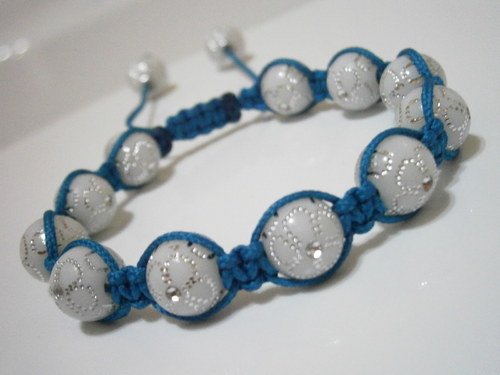 Shamballa náramek modrobílý — foto 2