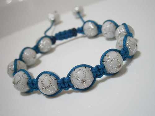 Shamballa náramek modrobílý — foto 3