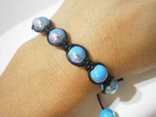 Modročerný shamballa náramek — foto 3