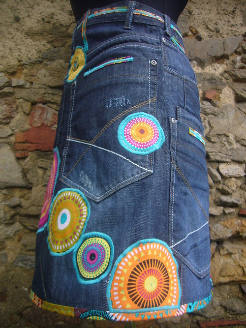 Denim sukně " Mandala" - Dark Blue — foto 5