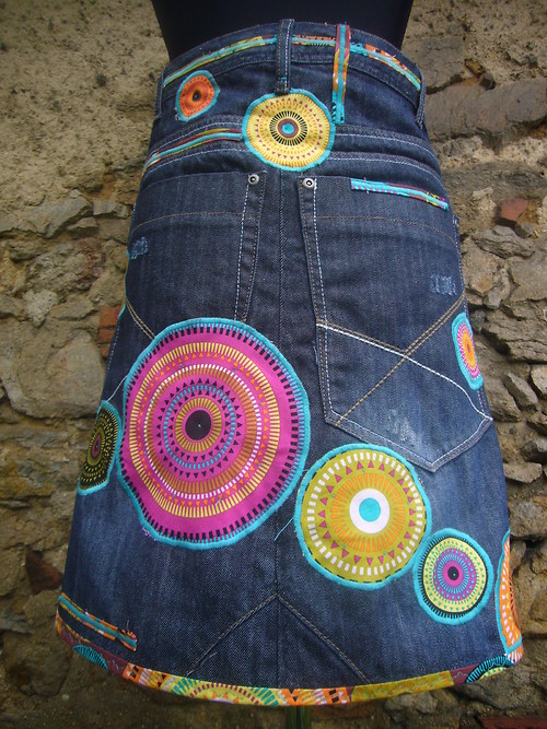 Denim sukně " Mandala" - Dark Blue — foto 2