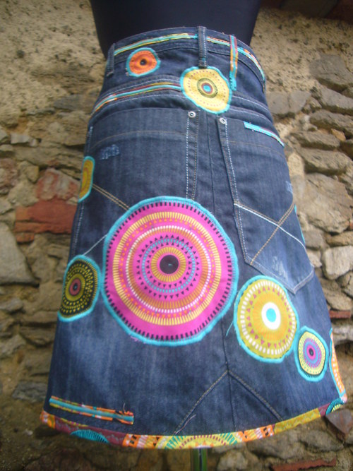 Denim sukně " Mandala" - Dark Blue — foto 4
