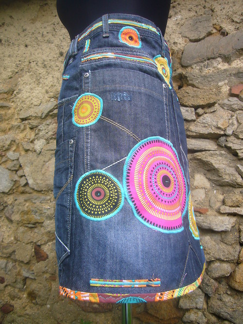 Denim sukně " Mandala" - Dark Blue — foto 6