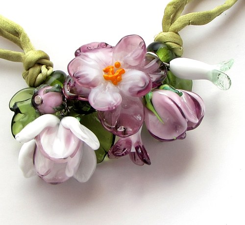 "Orchidea"náhrdelník,vinuté sklo@kov — foto 2