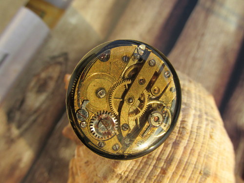 PRSTEN STEAMPUNKOVÝ starobronzový velký — foto 2